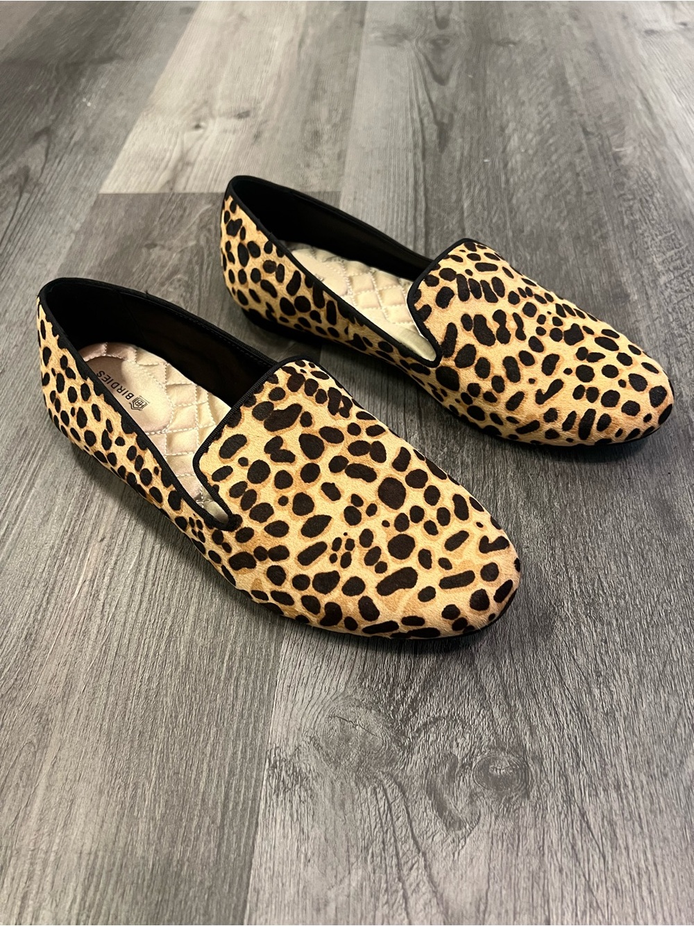 Birdies The Starling Leopard Calf Hair Loafers Flats Size 8